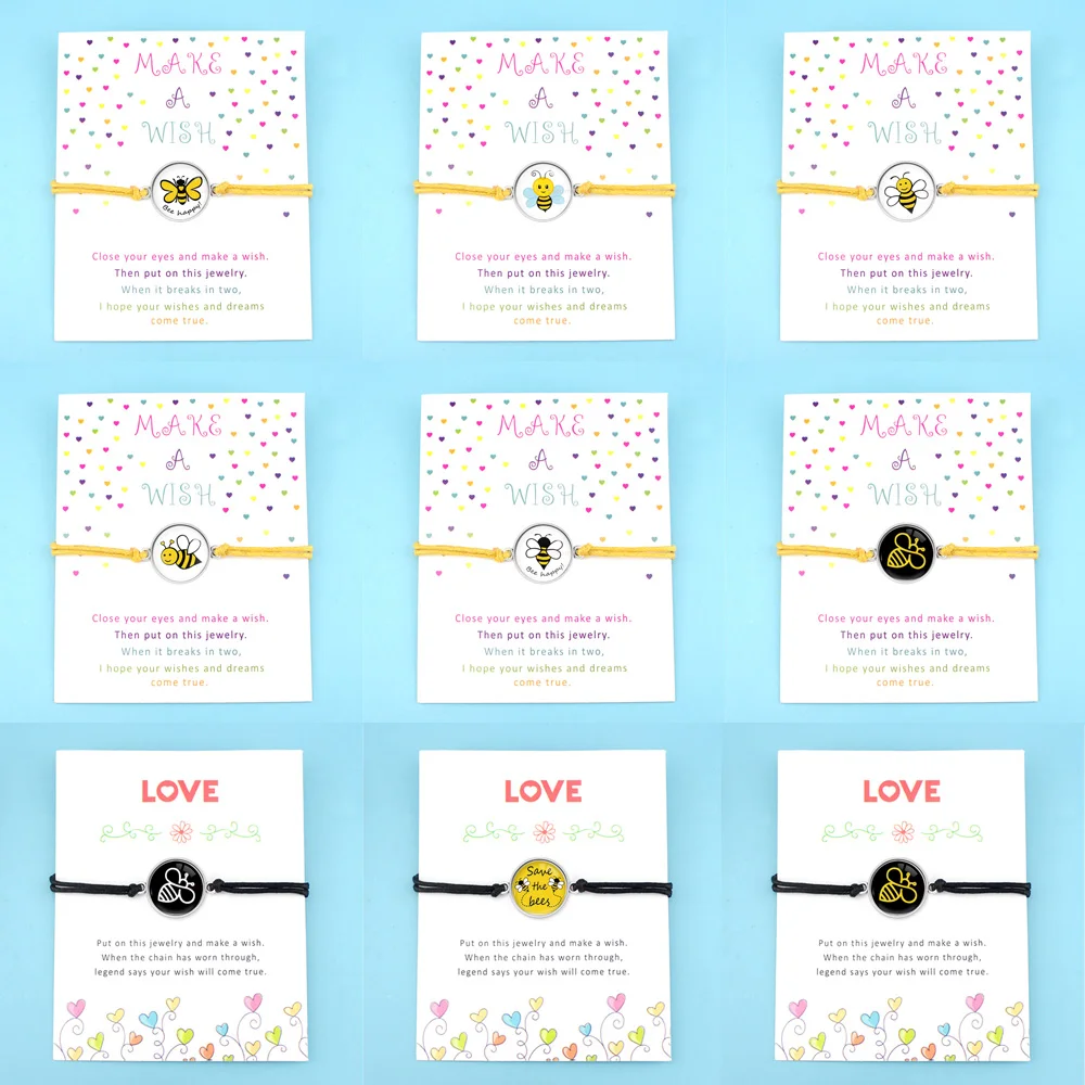 Браслеты с брелоками Bees Honeybee Happy Love модные украшения ручной работы унисекс для