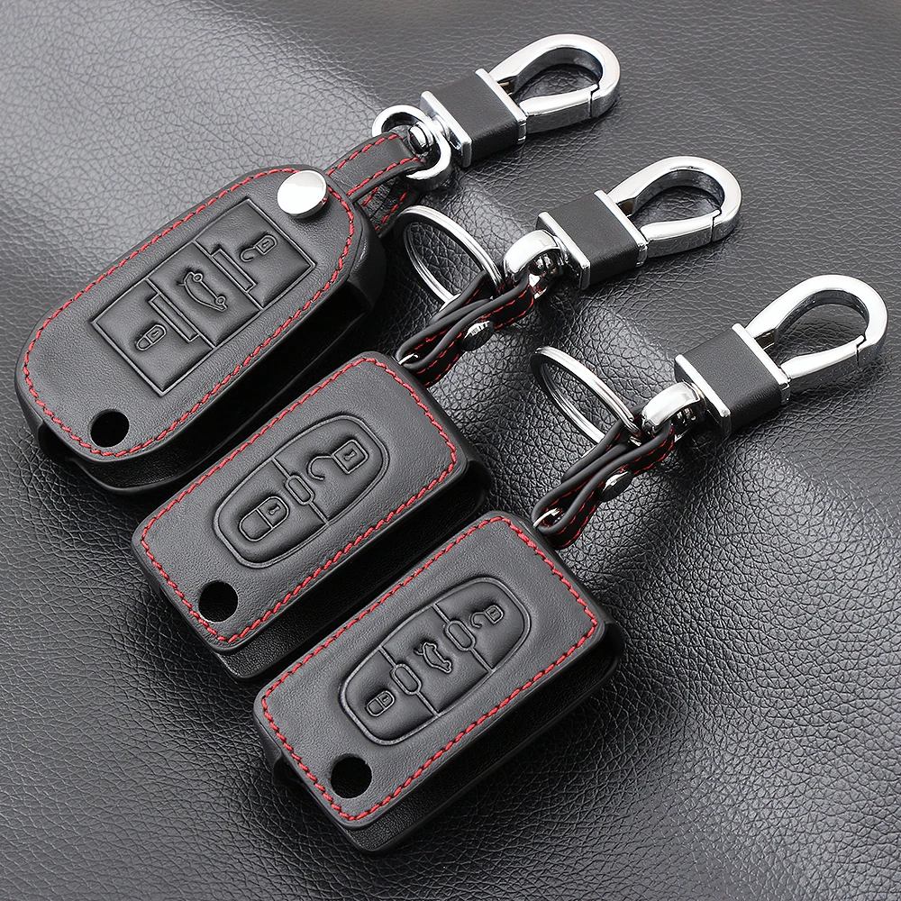 

Remote 2/3 Buttons Car key Leather Styling Case Fob Cover For Peugeot RCZ 206 207 307 308 407 508 807 For CITROEN C2 C3 C4 C5 C6