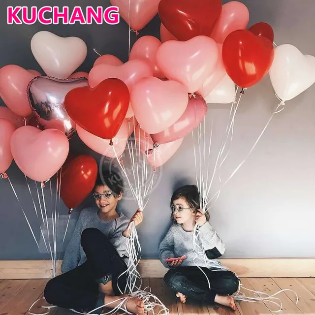 20pcs/lot 2.2g Pink White Red Love Latex Balloons Heart Shaped Thickening Pearl Balloons Wedding Supplies Birthday Party Decor
