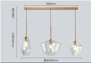 Современный простой подвесной светильник стеклянный винтажный Лофт светодиодный Золотой подвесной светильник для ресторана гостиной бара художественное декоративное освещение - Цвет корпуса: 3 lights transparent
