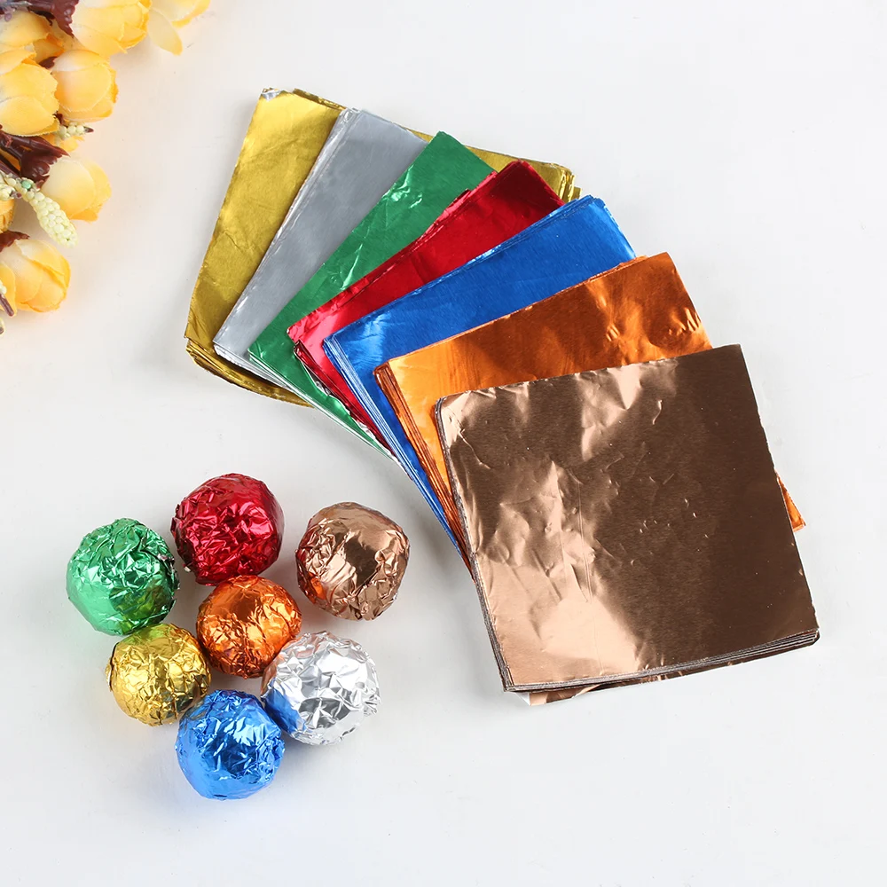 

100PCS/Pack Colorful Square Candy Package Sweets Chocolate Foil Paper Wrappers DIY Package Paper Baking Tools