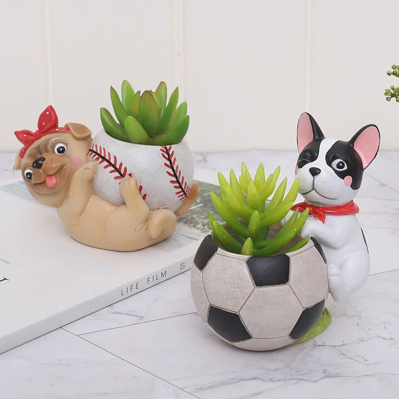 Cartoon Animal Fleshy Flower Pot Cute Dog Plant Container Desktop Micro-Landscape Decoration Balcony Decorations Macetas