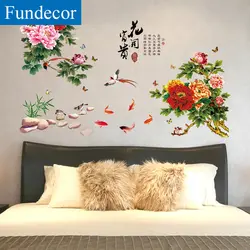 [Fundecor] Китайский Стиль цветущие Книги по искусству стены наклейки Home Decor Гостиная диван фон Спальня Наклейки на стены Цветы Фрески