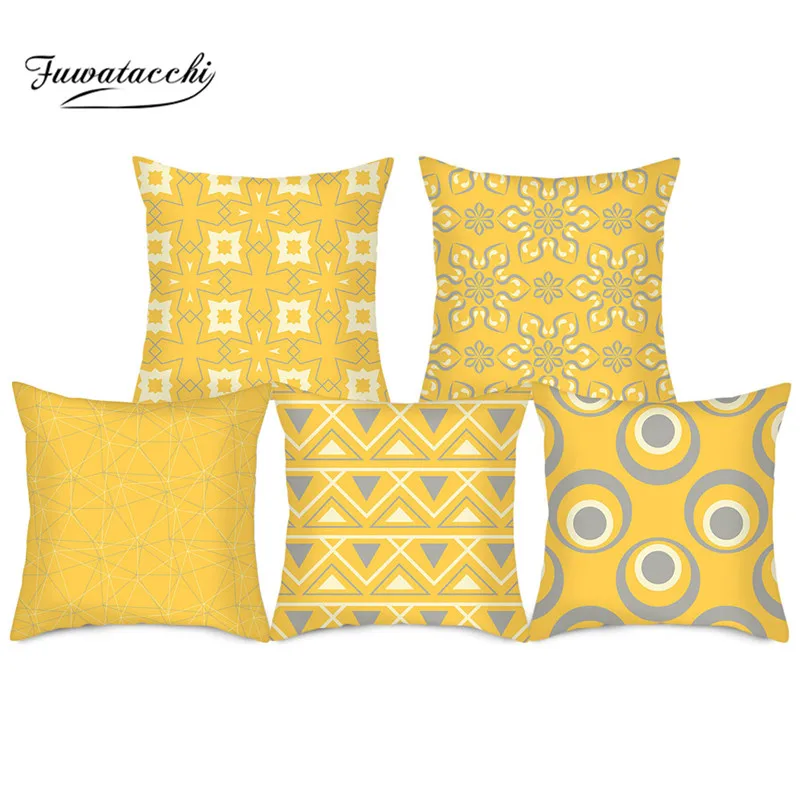 

Fuwatacchi Yellow Geometric Cushion Cover Banana Pattern Throw Pillow Cover for Home Chair Sofa Decorative Pillowsases