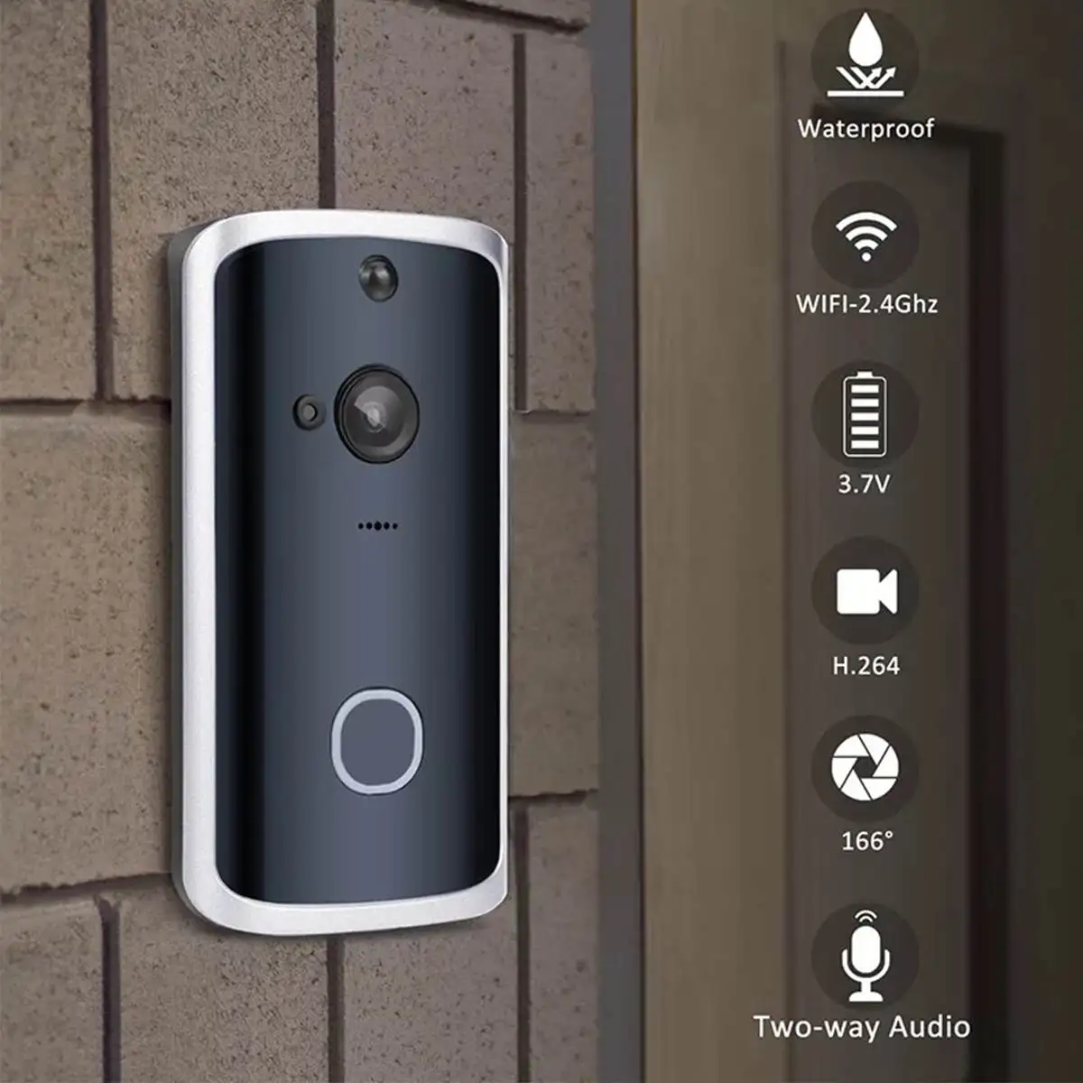 

Smart WiFi Video Doorbell Camera 2 Way Wireless Doorbell Intercom APP Phone Record Picture Video Home Visual Security Door Bell