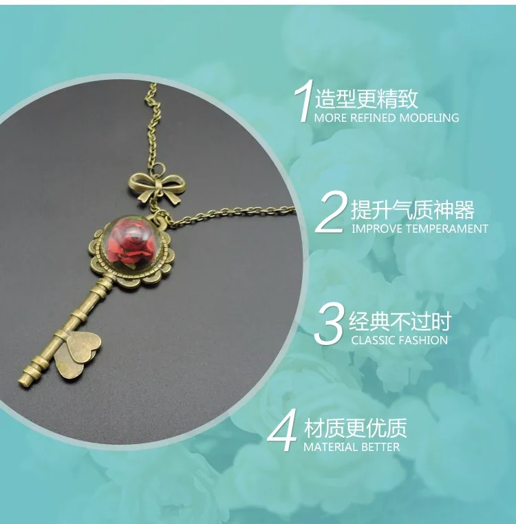 Винтажное сухое цветочное ожерелье со стеклянным шариком, 4 цвета, натуральный цветок, подвеска на пол ключа, ожерелье с зеркалом и бабочкой, s
