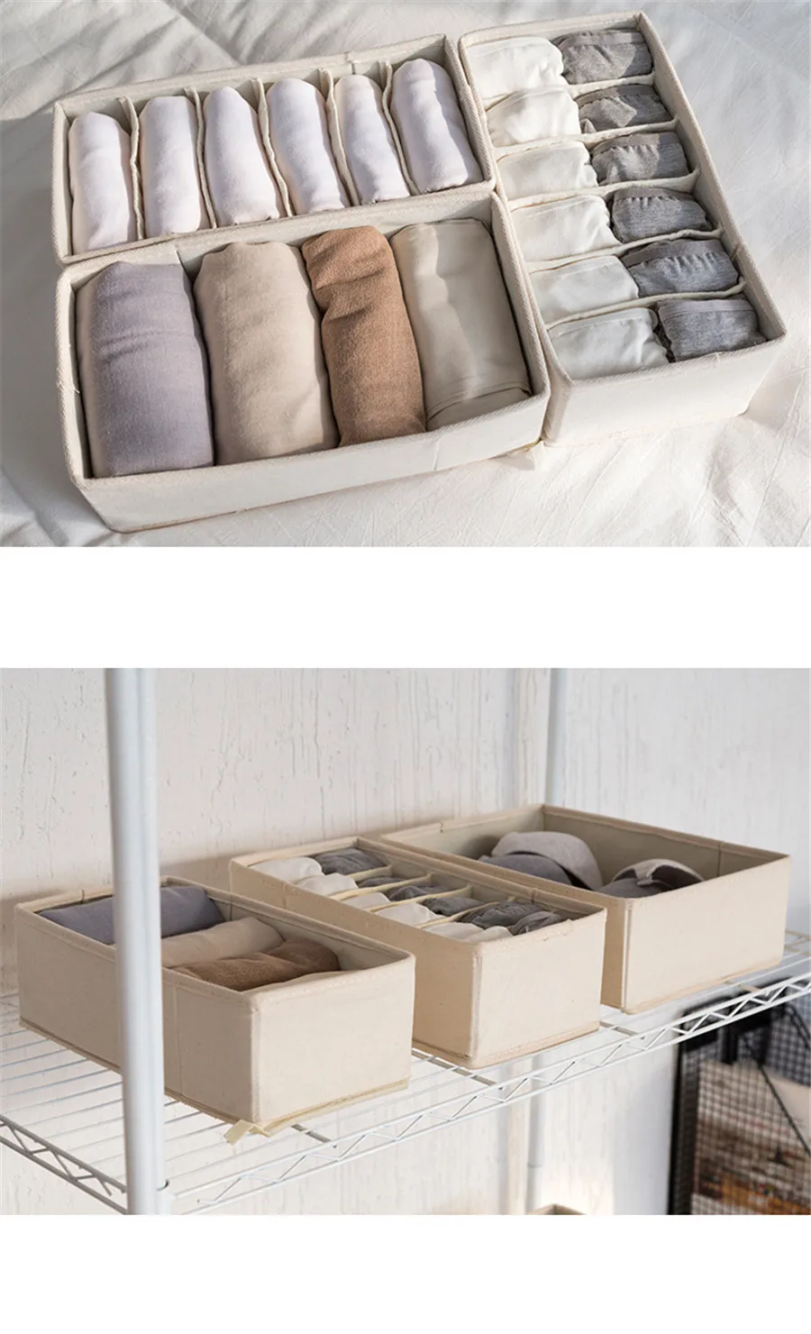 Underwear organizer Home Storage Box Cotton and Linen Foldable Drawer Organizer Towel Hat Socker Storage Organizer