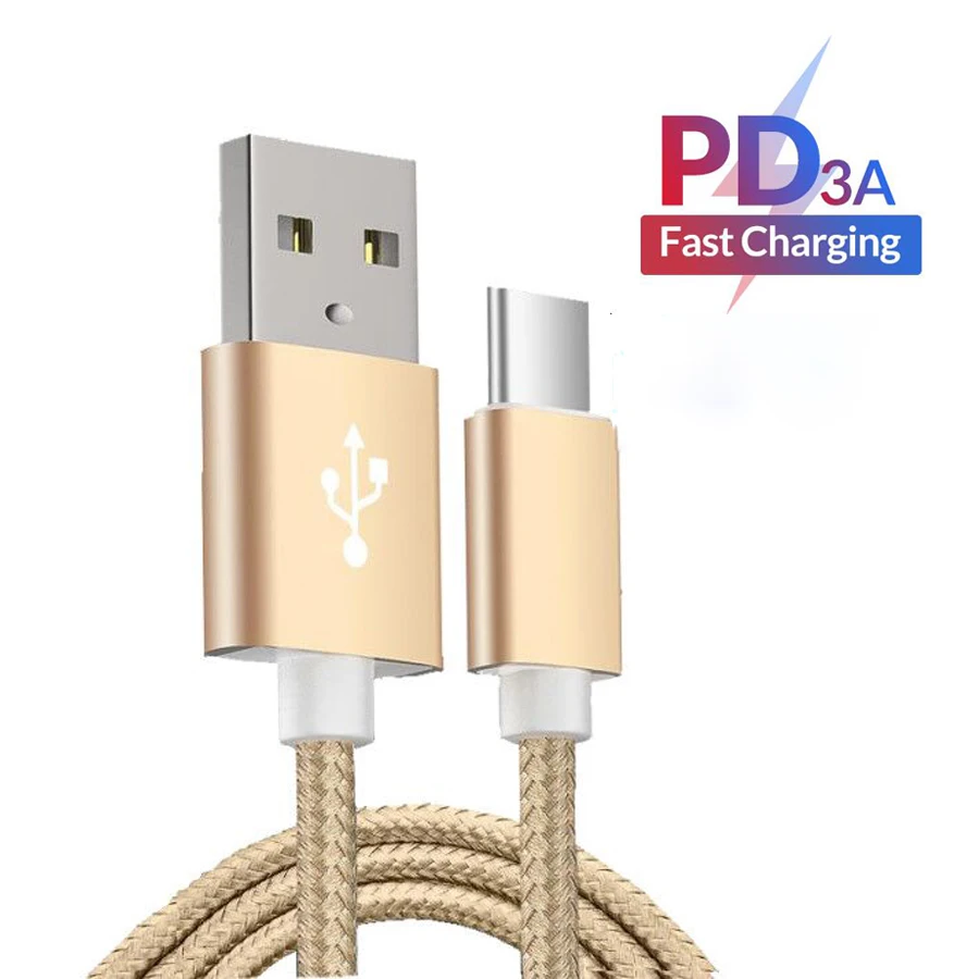 

USB Type C Cable For Samsung S10 Huawei P30 Pro Fast Charge Type-C Mobile Phone Charging Wire USB C Cable for Samsung S9 S8