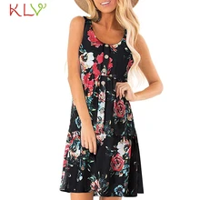 Женское платье на пуговицах Boho повседневное летнее с цветочным