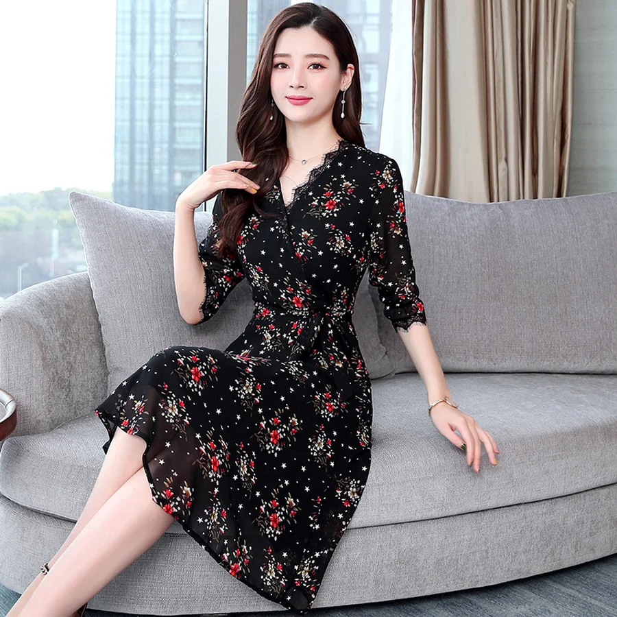 2019 Винтаж цветочный шифон Boho платья Новые летние 3XL плюс Размеры принт пляжный