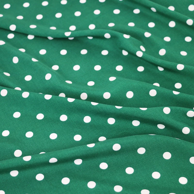 

Green polka dot fabric soft rayon viscose material children 100cm*140cm