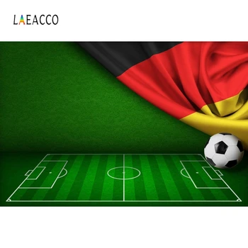 

Laeacco Football Field German Flag Grassland Birthday photography background personalized photography backdrops for photo studio