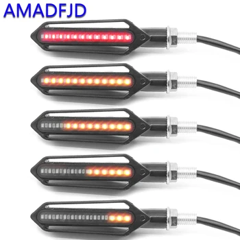 

AMADFJD LED Motorcycle Turn Signal Blinker Flasher Light Flowing Turn Signal Motorcycle Bright Brake Signal Accessories 12V
