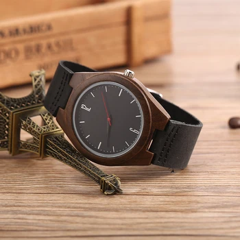 

2020 Fashion Design 2 Colors Quartz Nature Wood Dial Wristwatches Watch Elegant Leather Band Strap Cool Modern Men Women Gifts