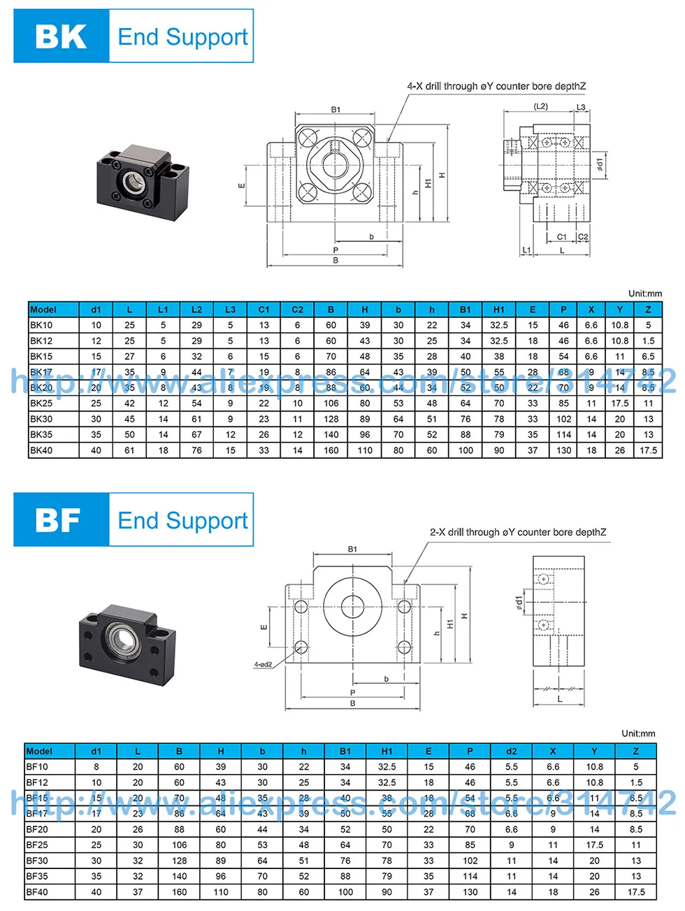 BSTMOTION экономичный тип BK фиксированный конец BF Свободный Конец Поддержка BK10 BK12 BK15 BK20 BF10 BF12 BF15 BF20 с глубоким шаровым подшипником