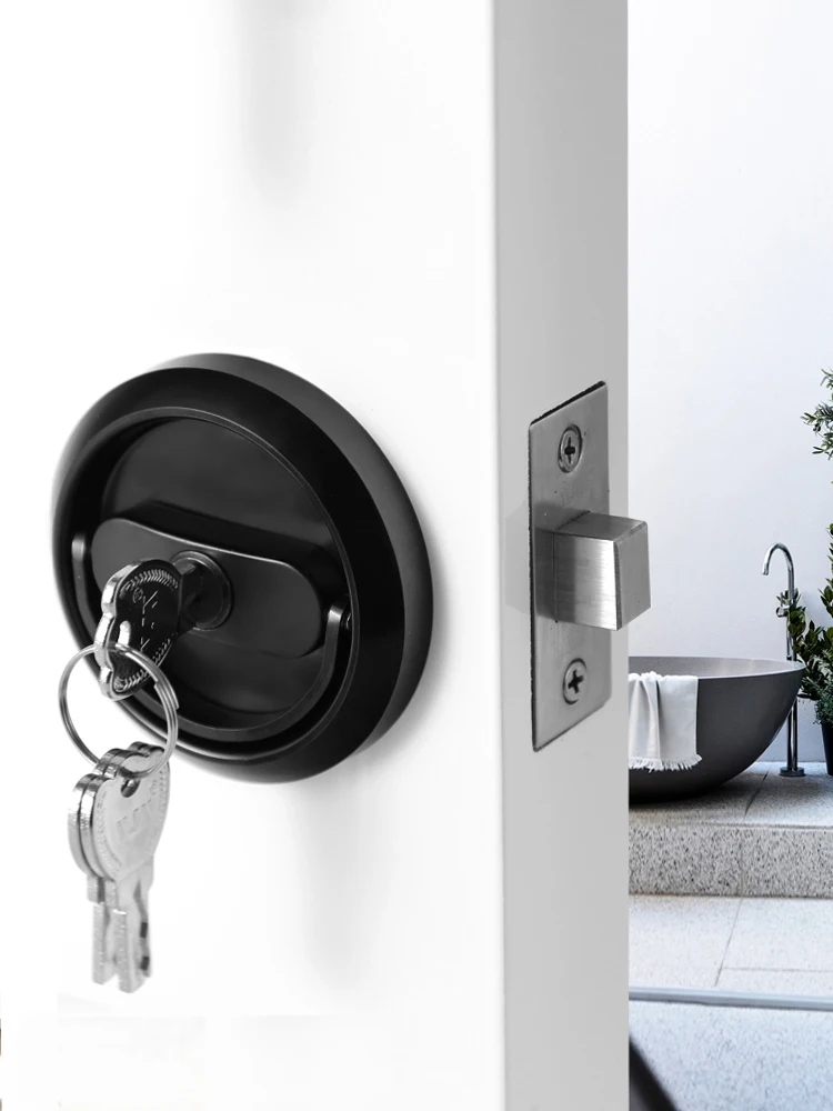 

Invisible Lock Double Hook Ring Lock Bring Key Bedroom Lock Household Stainless Steel Disc Two-sided Room Indoor Lock