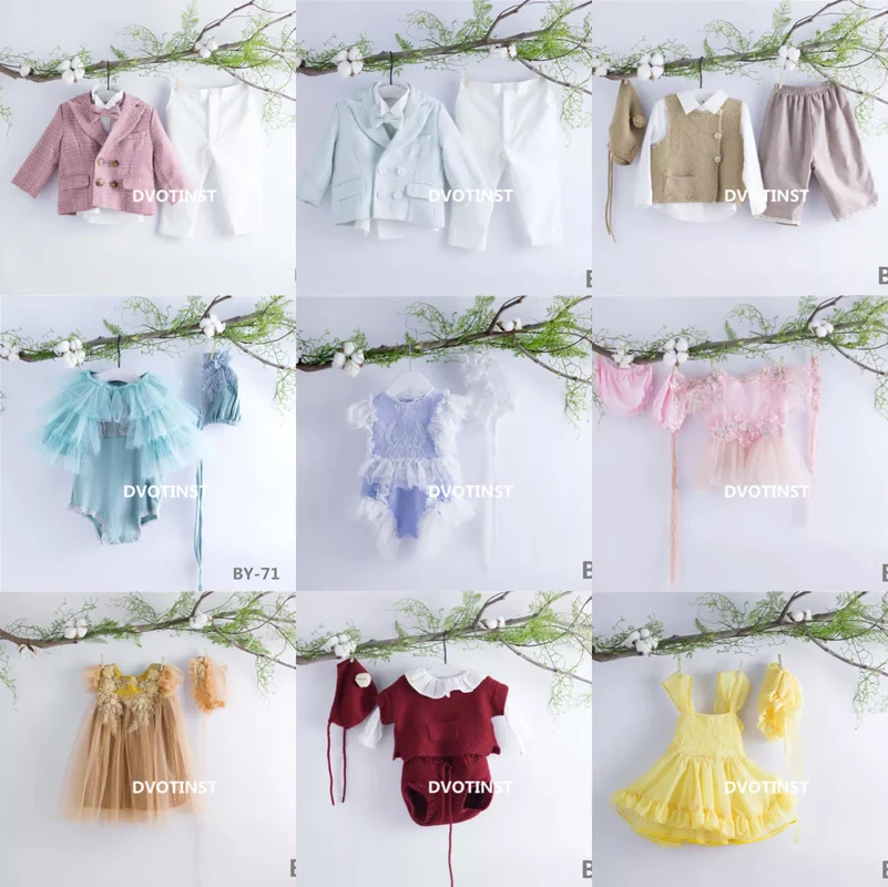Dvotinst Baby Girls Photography Props Crochet Knitted Lace Dress Outfits Clothes Set Fotografia Accessories Studio Shoots | Детская