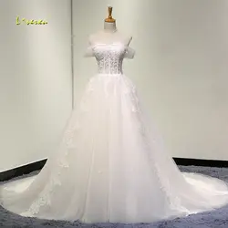 Loverxu Сексуальная шея возлюбленной на шнуровке А-силуэта свадебное платье 2019 Изящные аппликации платье для невесты принцессы Vestido De Noiva Плюс