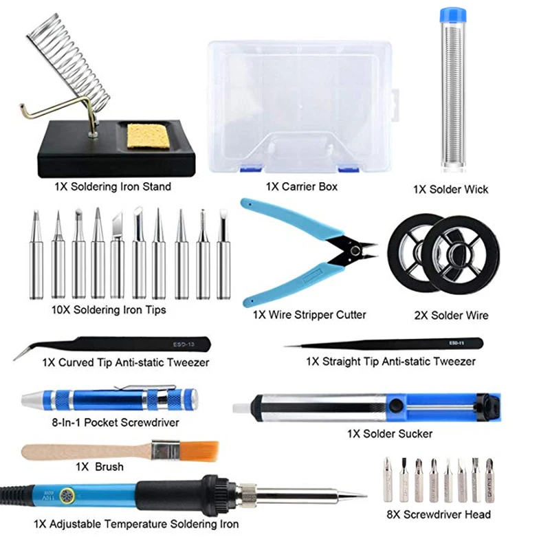 60 Вт Электрический паяльник набор инструментов для сварки паяльной проволоки Пинцет Набор 110 В 220 В