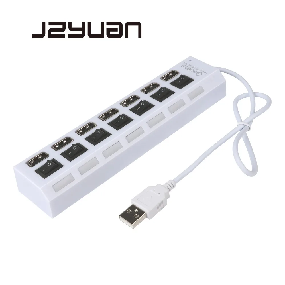 

JZYuan 4/7 Ports High Speed USB Hub 2.0 480Mbps Hub On/Off Switch Portable USB Splitter Peripherals Accessories For Computer