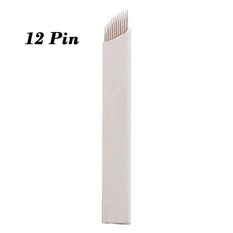 

100pcs Microblading 12 pin needles curved microblade manual eyebrow tattoo needle 12pin Permanent Makeup microblading accesories