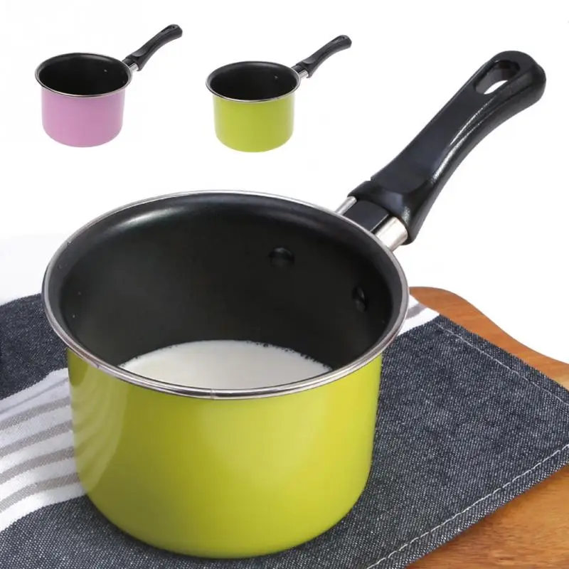 

Candy Color Durable Mini Milk Heating Pot Nonstick Sauce Pan Kitchen Cooking Pot carbon steel +non-stick coating Milk Pot #701