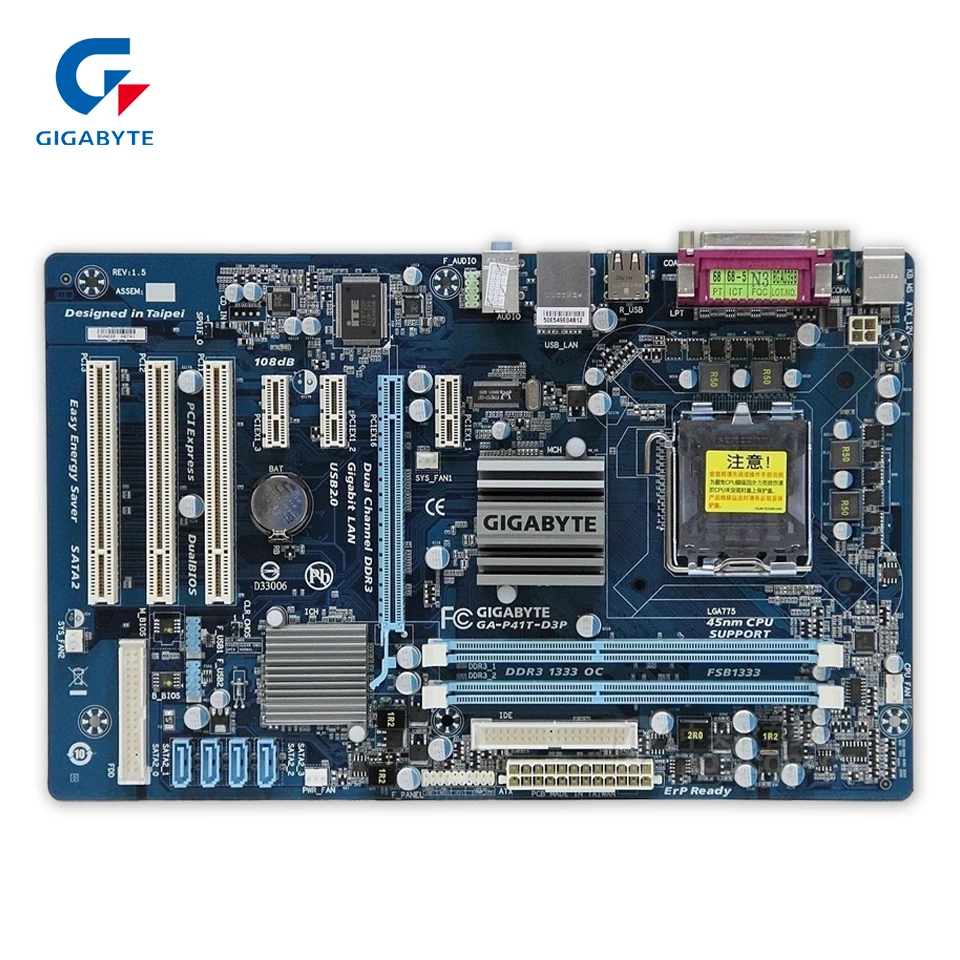 

Gigabyte GA-P41T-D3P Desktop Motherboard P41T-D3P G41 LGA 775 DDR3 8G SATA2 USB2.0 ATX