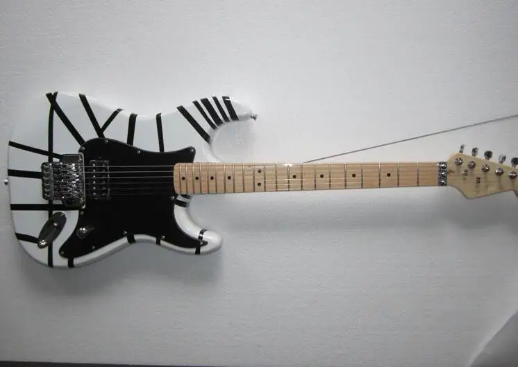 Top quality The double wave EVH electric guitar Black and white stripes black guard Maple fingerboard 0331 