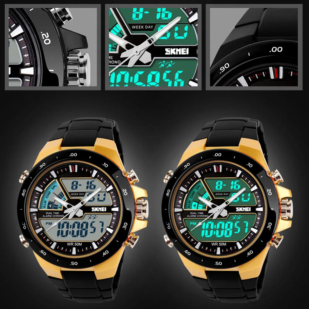 SKMEI часы мужские s часы лучший бренд класса люкс Спортивные кварцевые наручные Мужские Аналоговые цифровые водонепроницаемые военные водонепроницаемые часы Relogio