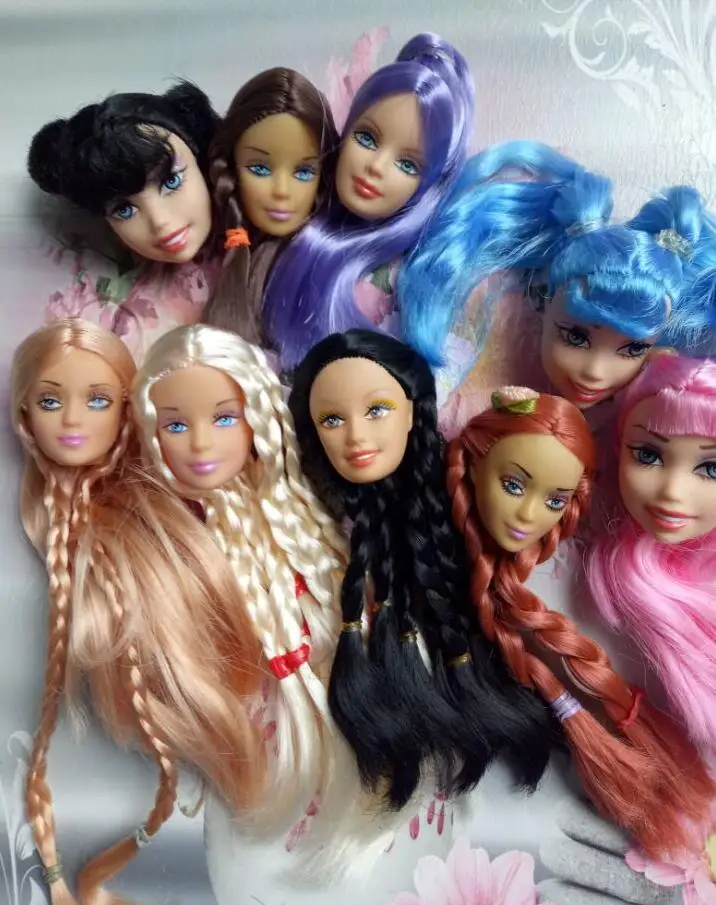 

5pcs different New Arrival Doll Head with Colorized Hair Accessories for Barbi Dolls Baby Toys
