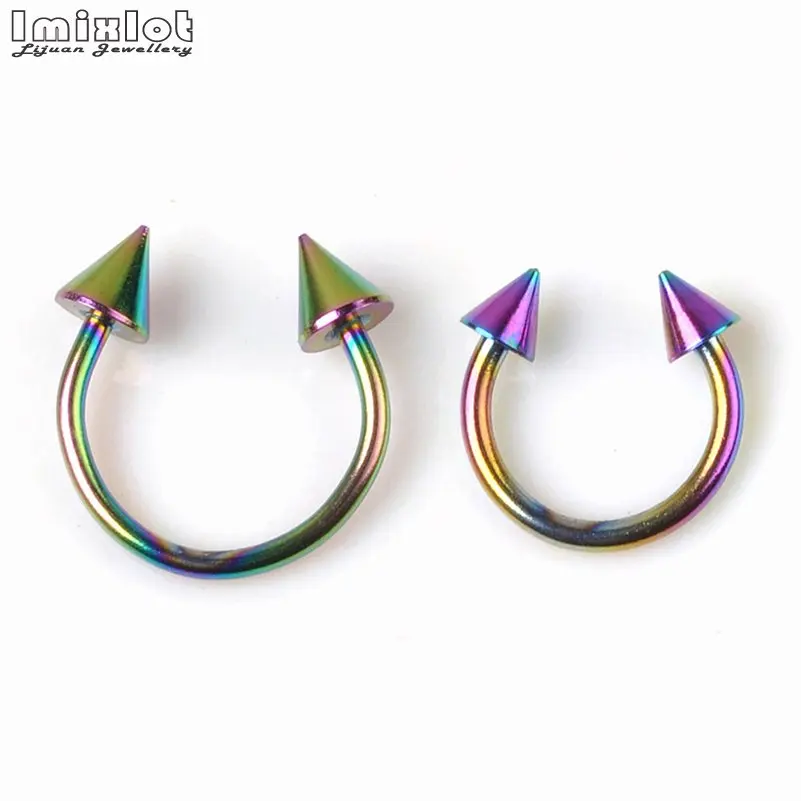 

10pcs Steel Circular Barbell Nostril Nose Ring Piercing Cone Horseshoe Rings Horseshoe Earring Cartilage Earring Body Jewelry