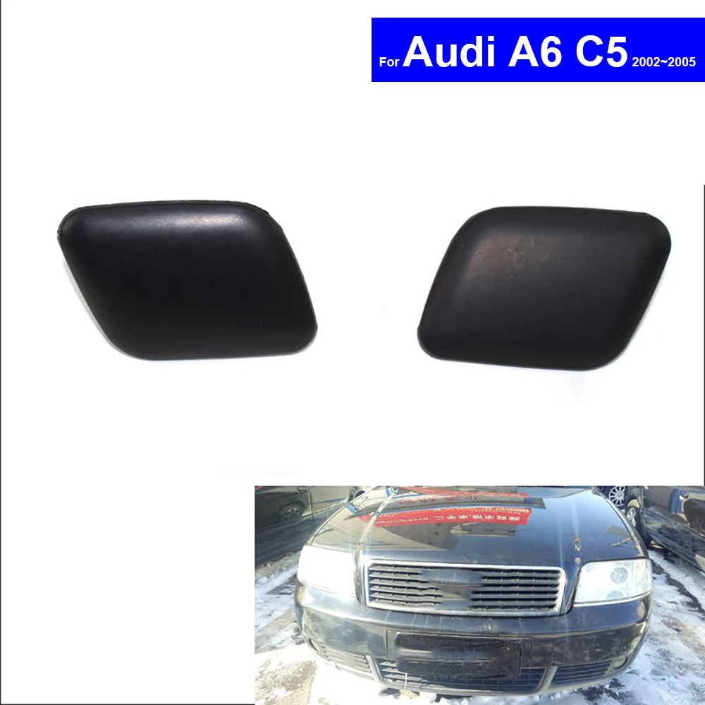 

Black Car Headlight Washer Jet Cover Primed Caps for Audi A6 C5 2002 2003 2004 2005 Auto Bumper Cap Free Shipping