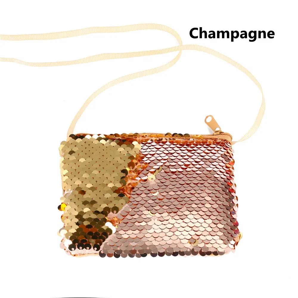 Fashion Sequins Coin Purse for Women Girls Mini Bag Pocket Wallet Square Organizer Bag Portable Cute Kids Zipper Purse Bags - Цвет: Style 2- Champagne