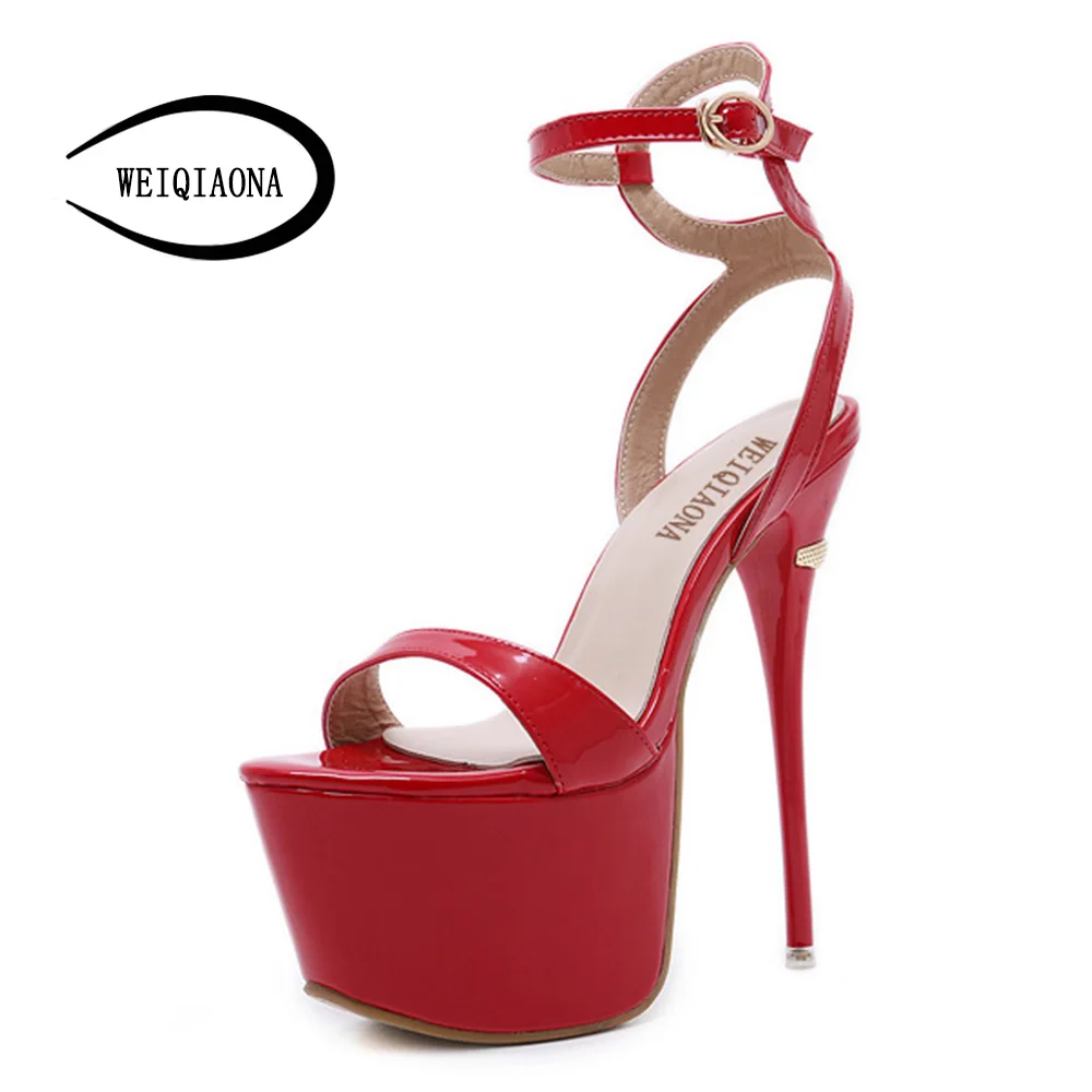 

WEIQIAONA New Casual Sexy Red Women Sandals Brand Designer Super High Heels Platfrom Open Toe Party Shoes Woman Elegant Sandals