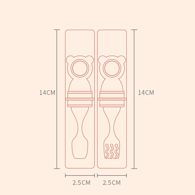 Мультяшный милый детский набор ложка и вилка из полипропиленового материала, обучающая портативная посуда для детей, детская посуда для кормления 4 м