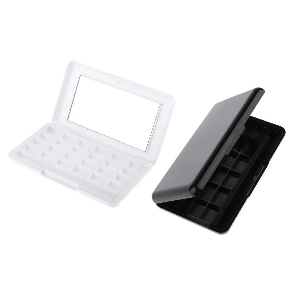 

2PCS DIY Empty 24 Square Grids Eyeshadow Lipstick Powder Box Case Cosmetic Palette with Built in Mirror