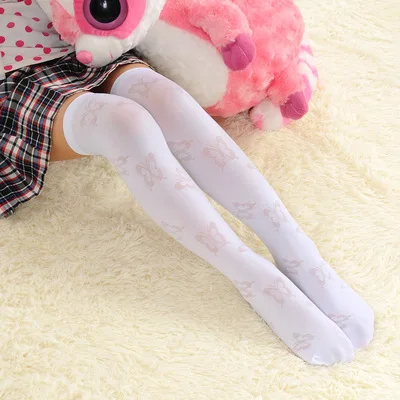 Белые Школьные носки для девочек Хлопковые гольфы носки принцессы с рисунком звезды, сердца и полосок kniekousen meisje