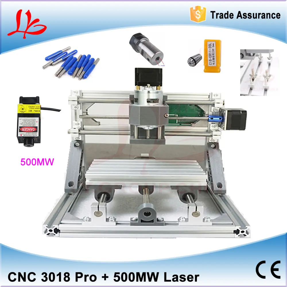 DIY мини ЧПУ 3018 маршрутизатор+ 500 МВт/2500 мвт/5500 МВт лазерный деревообрабатывающий станок 300*180 мм с гравировальными инструментами, зажимом и ER11 в подарок - Цвет: CNC 3018 500MW
