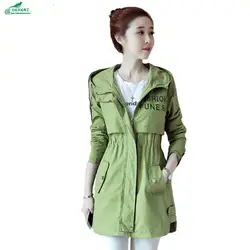 Корейский стиль ветровка пальто Весенняя новинка длинные школьные ветровки женские куртка с капюшоном Тонкий Осень okxgnz qq968