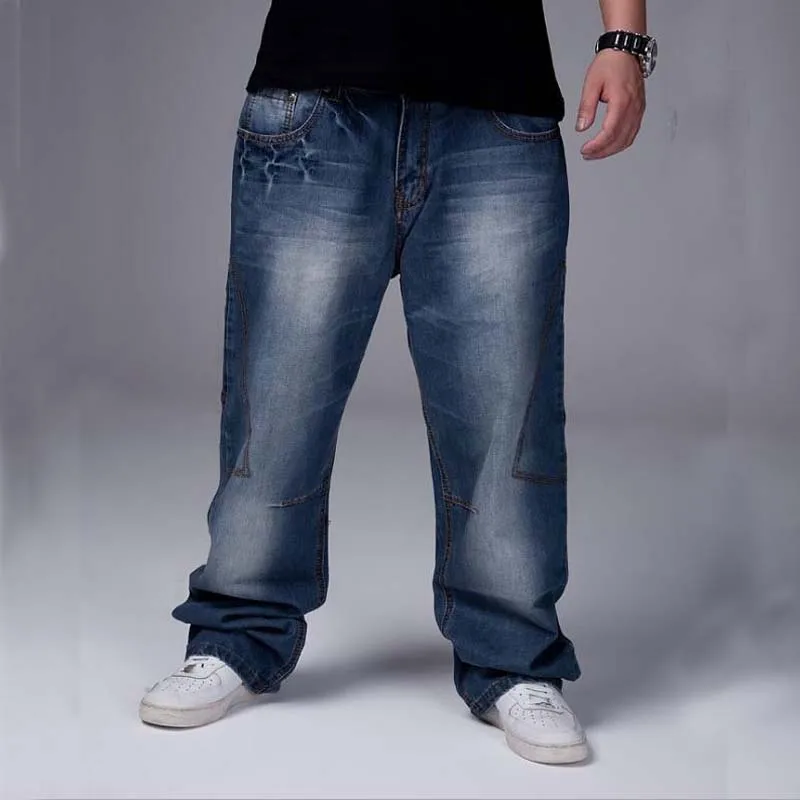 Plus Size Men Jeans Men's Denim Pants Loose Hip-hop Skateboard Jeans Straight  Trousers Nutty