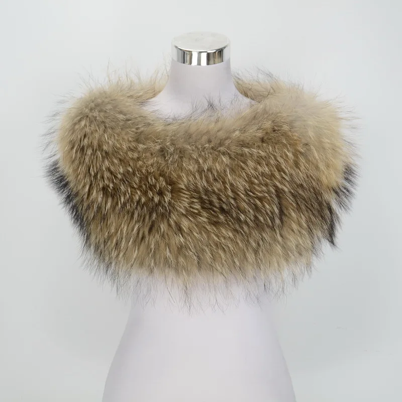 S1364 New Real Raccoon Fur Shawl Women Winter Fashion Warm Poncho