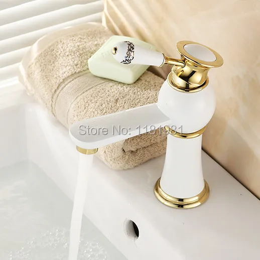 Высокое качество Модный Дизайн Смеситель для ванной комнаты латунный материал белый водопроводный кран W0908