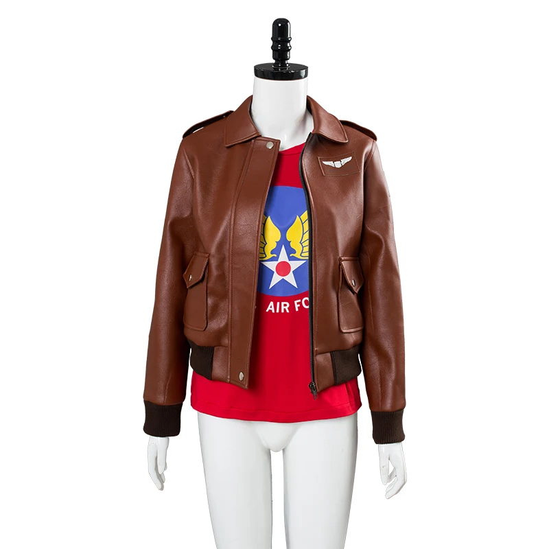 

Carol Danvers U.S.Air Force USAF T Shirt Pilot Bomber Jacket Cosplay Costume