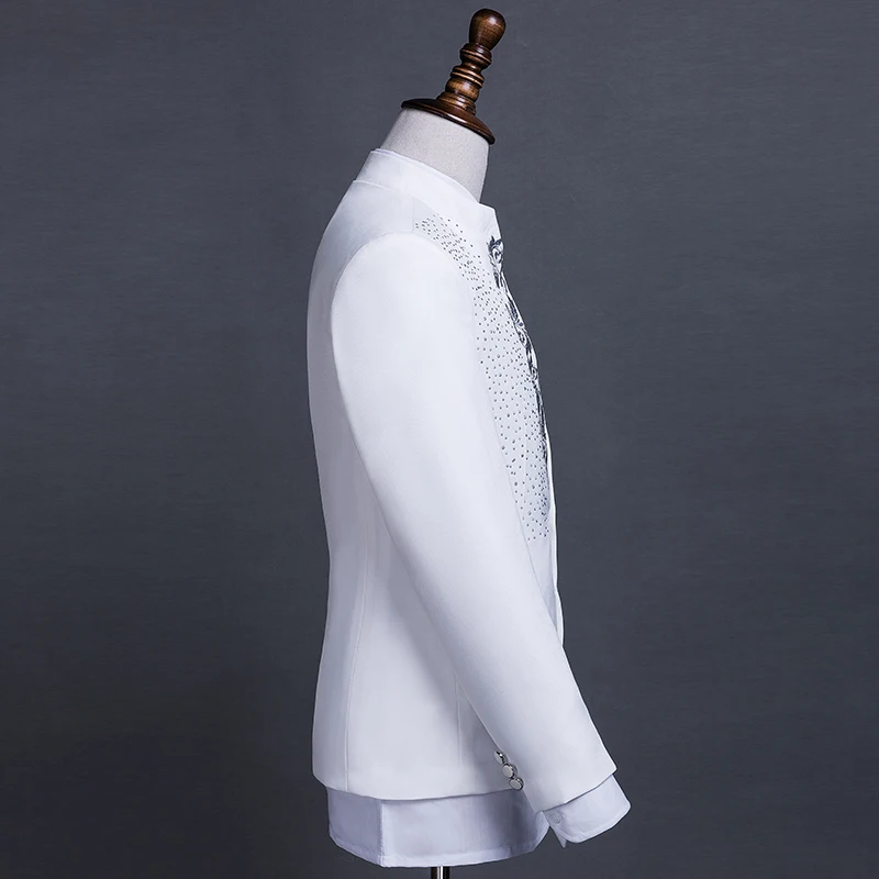 (Jacke + hosen) männlichen Sänger Leistung Anzug Host Bühne zeigen set Hochzeit Party Kleider Mode Stickerei Pailletten Blazer kostüm