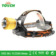 3800LM CREE XM-L T6 head lamp tactical 3 modes focus beam led head flashlight 2×18650 rechargeable head held headlight