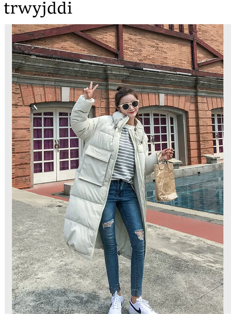 Новинка, модная осенне-зимняя куртка, Женская хлопковая куртка, Корейская длинная хлопковая одежда, Зимняя женская теплая парка, пальто A1712