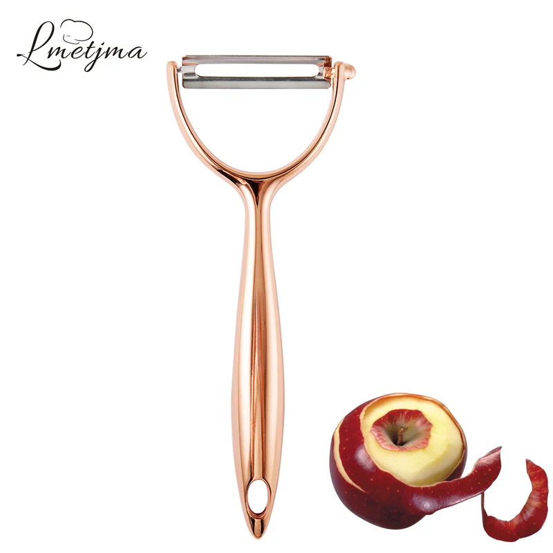 LMETJMA Top Quality Zinc Alloy Peeler Rose Gold Vegetable Fruit Peeler Super Sharp Potato Apple