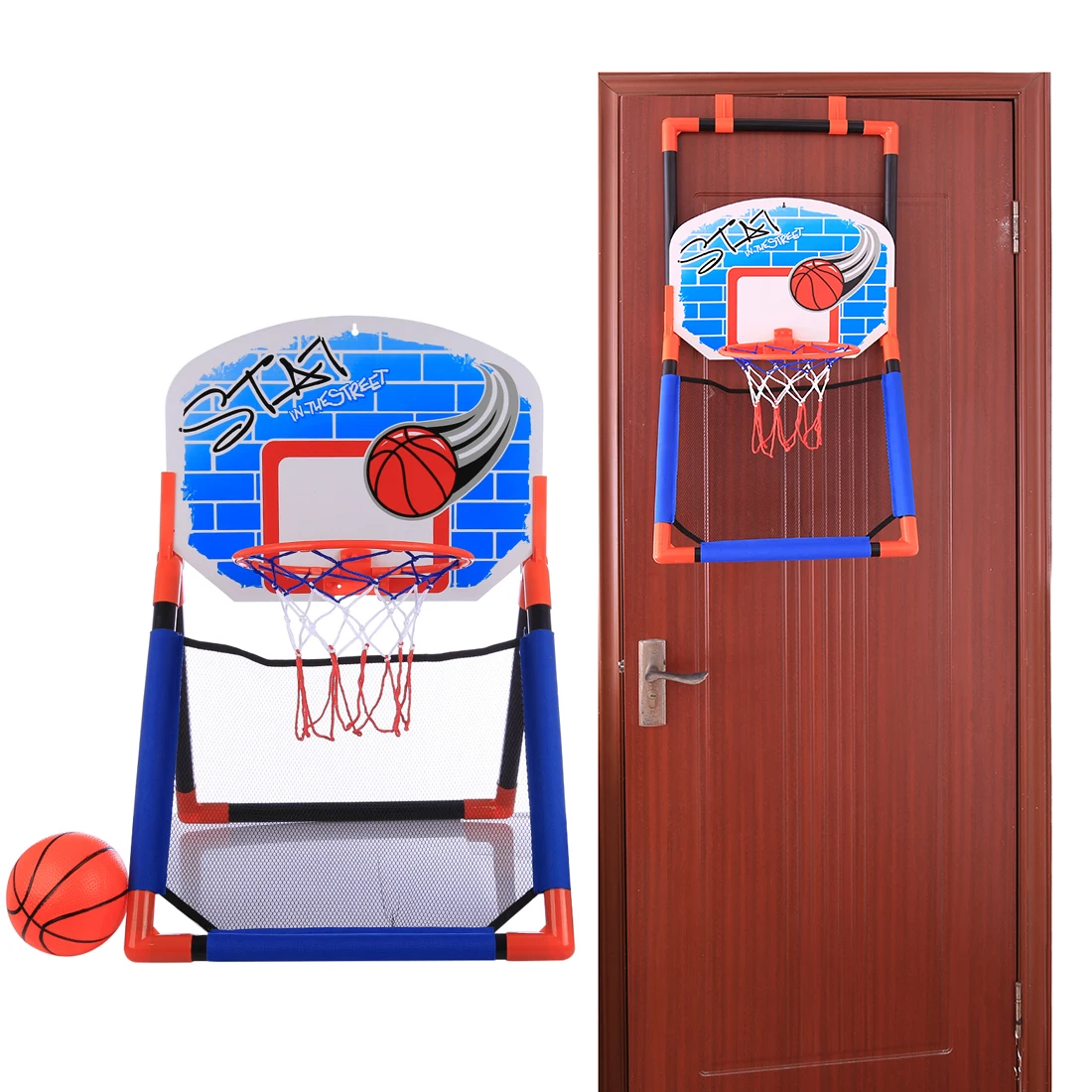 

Children Sports Multifunctional Hanger Basketball Stand Rack Indoor Outdoor Basketball Hoop Toys Set for 3-10 Years Old