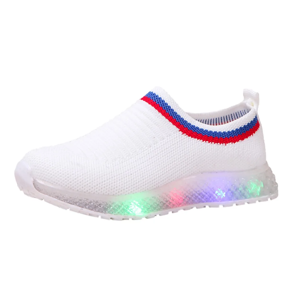 Детская обувь для маленьких девочек; сетчатые светящиеся спортивные кроссовки для мальчиков; повседневная обувь с подсветкой; zapatos deportivos ninana# XB30 - Цвет: Белый