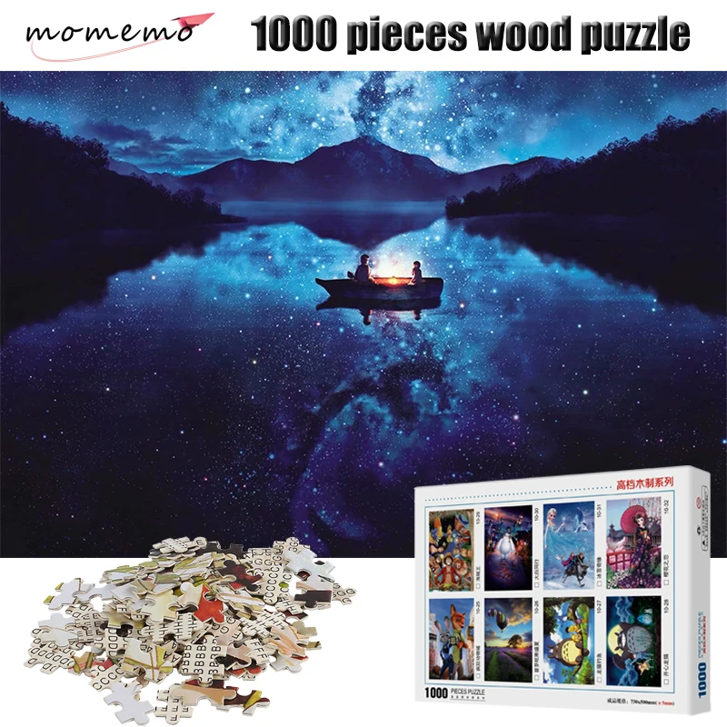 

MOMEMO The Boat on Lake 1000 Pieces Wooden Puzzle 2mm Thick Jigsaw Puzzles Educational Toys Children Adult Assembling Puzzles